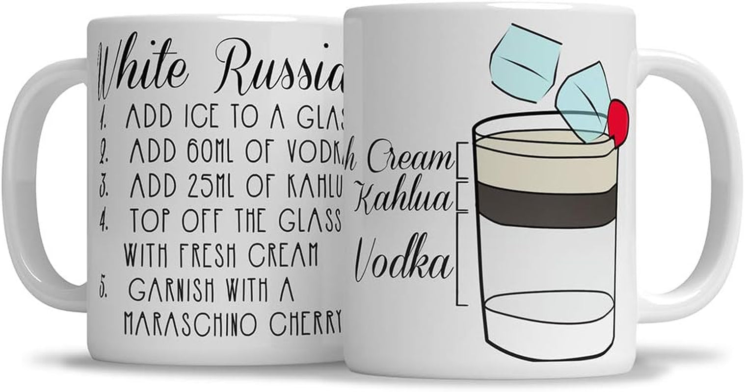 White Russian Cocktail Recipe Alcohol Bar Cool Drink Mug - WORLD TIME VISITS
