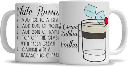 White Russian Cocktail Recipe Alcohol Bar Cool Drink Mug - WORLD TIME VISITS