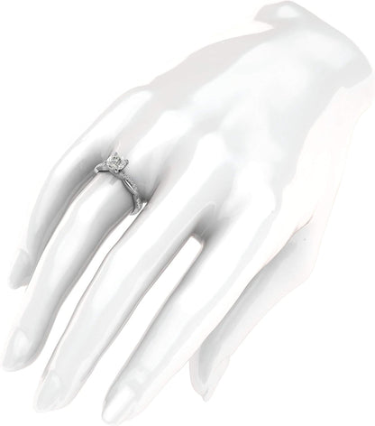 Solid 14K White Gold 4-Prong Petite Twisted Vine Simulated 1.0 CT Diamond Engagement Ring Promise Bridal Ring