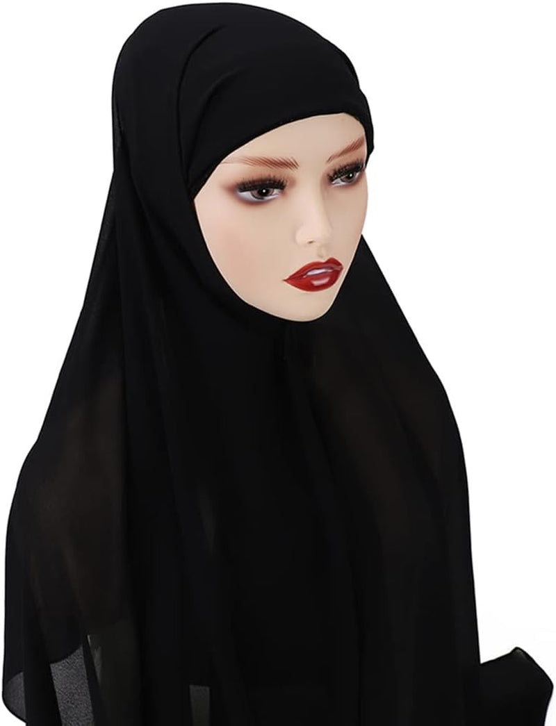 Women Muslim Long Khimar Ramadan Eid Prayer Garment Hijab Scarf Wrap Lightweight Chiffon Abaya Jilbab Islam Niqab