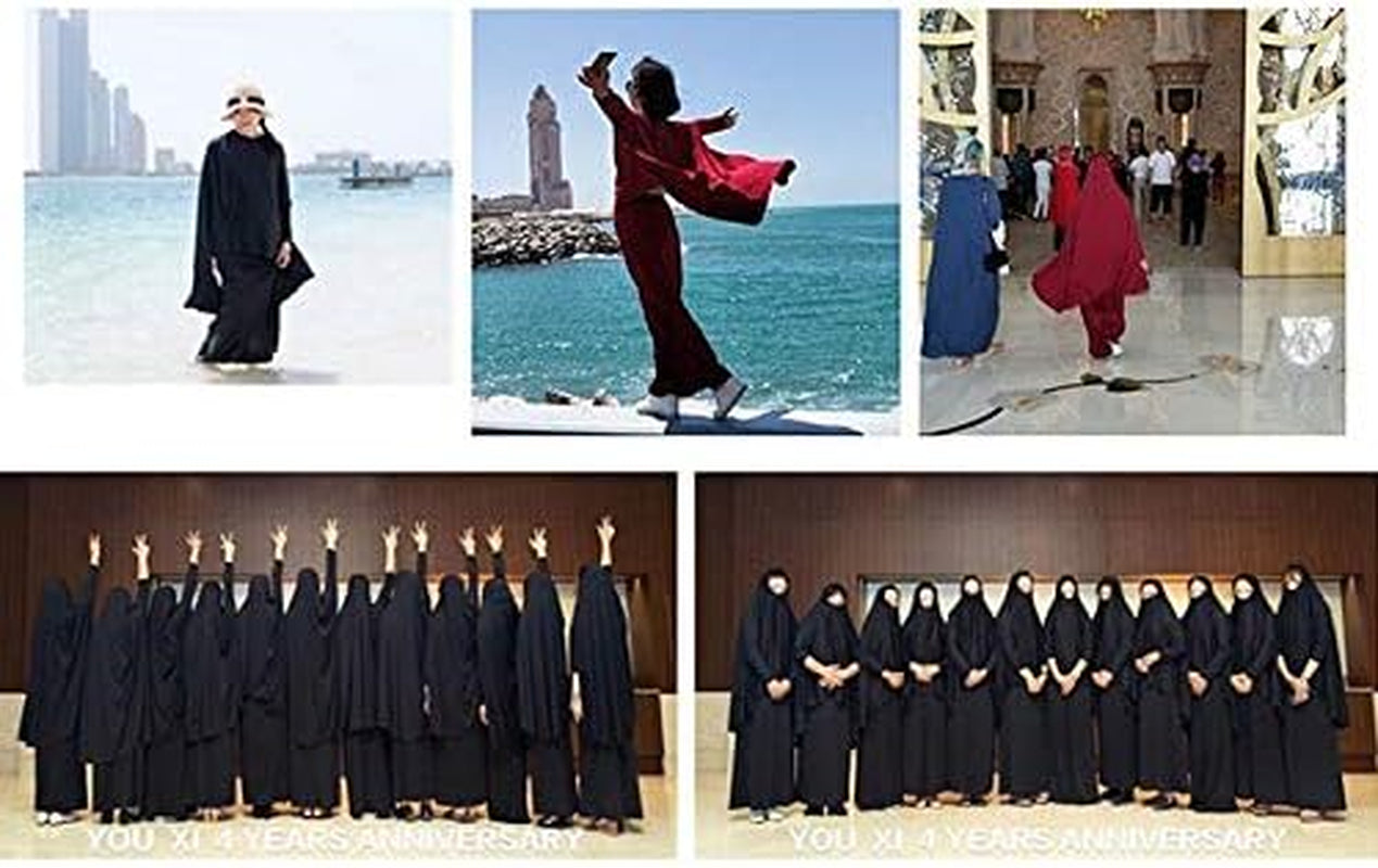 Muslim Women'S Two-Piece Prayer Dress Hijab Scarf Full Length Islamic Abaya Set for Hajj Umrah
