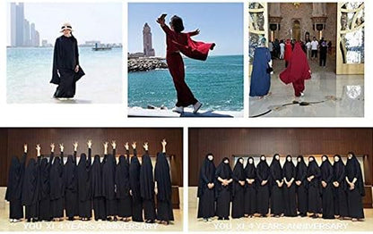 Muslim Women'S Two-Piece Prayer Dress Hijab Scarf Full Length Islamic Abaya Set for Hajj Umrah