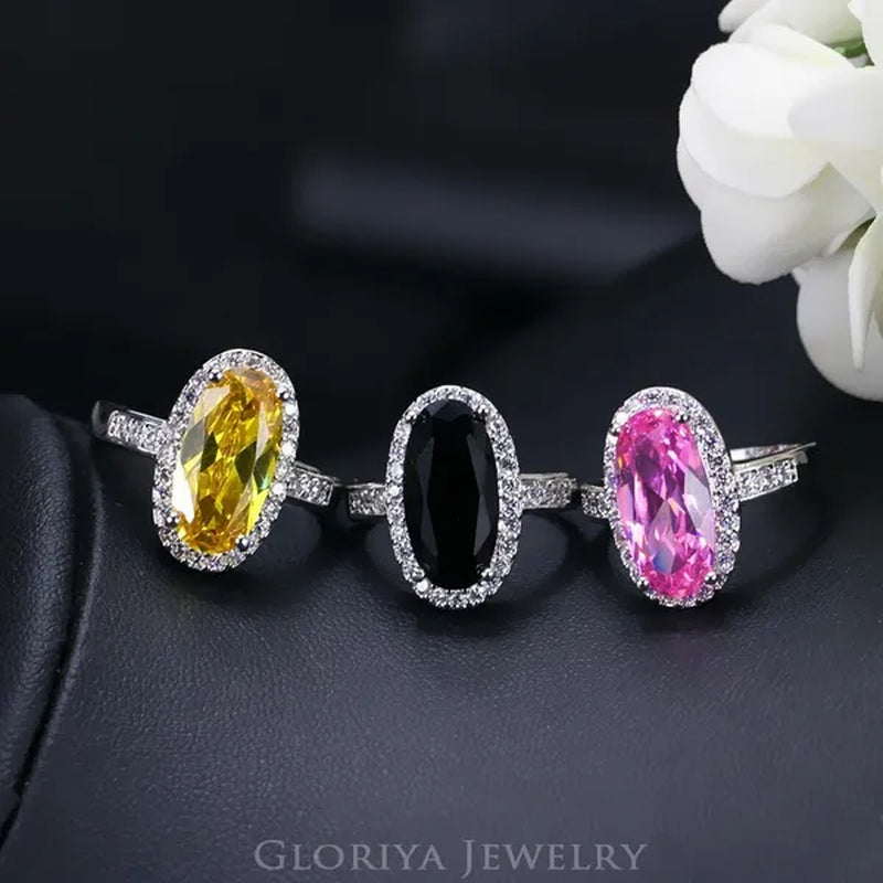 Gloriya Wedding/Bride Noble Jewelry High Quality Silver Plated Women'S/Girl'S Red AAA Cubic Zirconia Rings Chain Necklace Earrings Wedding Jewelry Sets Christmas Gifts