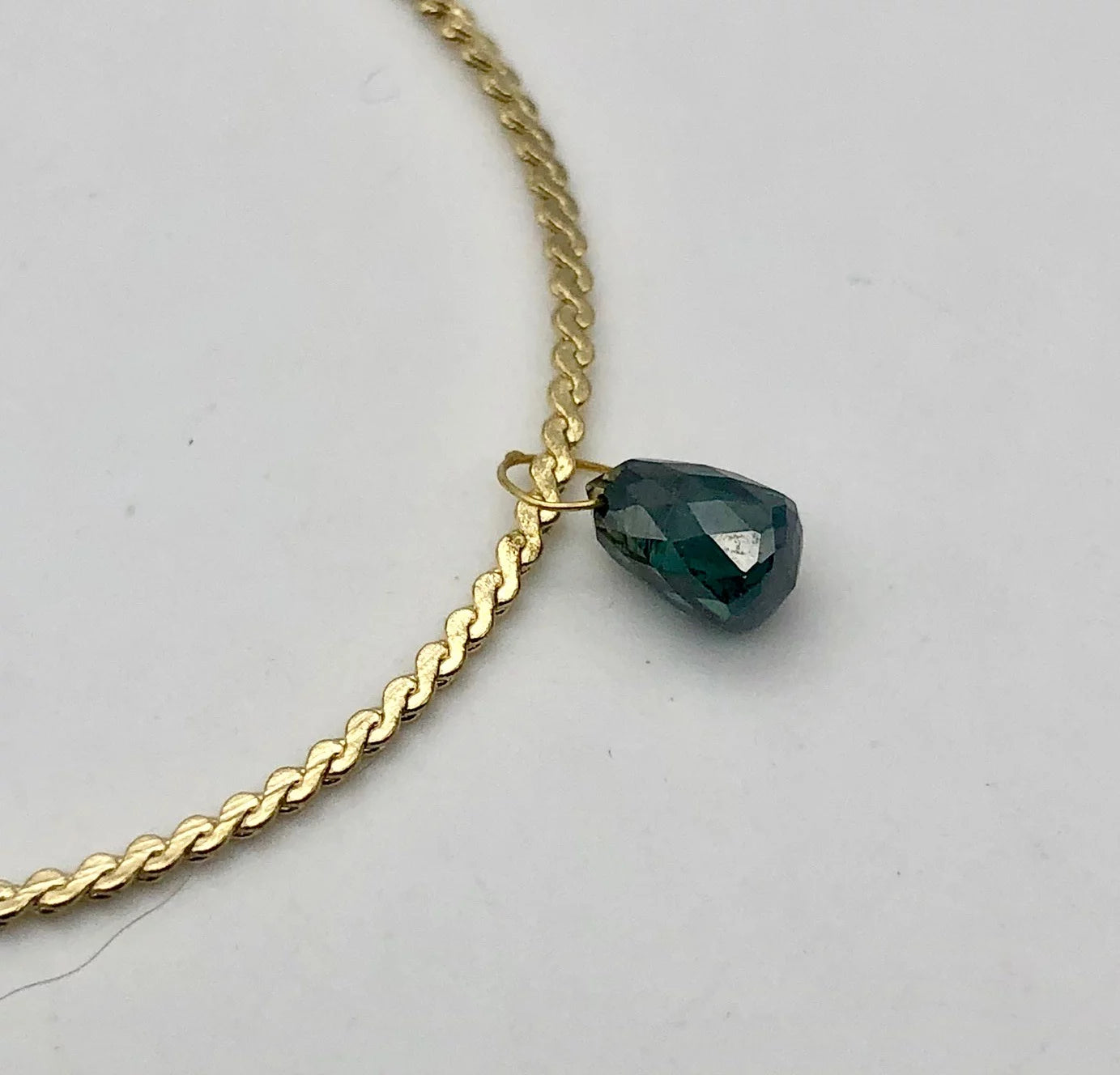 Blue Diamond Briolette 18K Gold Pendant | .8 Cts | 6X4Mm |