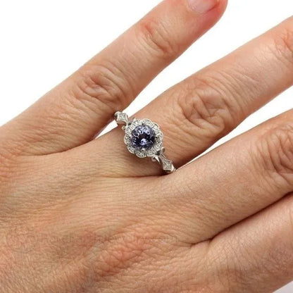 Delicate and Lovely 925 Standard Sterling Silver Purple Sapphire Classical Style Ring For Women Wedding Wedding Bride Princess Love Ring Size 6-10