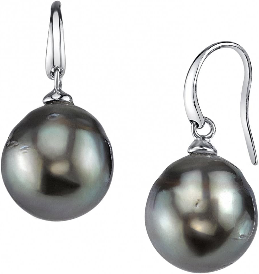 Genuine Baroque Black Tahitian South Sea Cultured Pearl Rosalind Earrings for Women