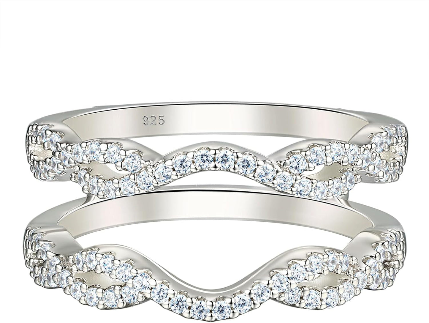 Women 925 Sterling Silver Twisting Infinity Guard Enhancer for Engagement Rings Wedding Band CZ - WORLD TIME VISITS