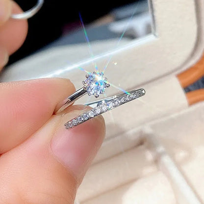Fashion Moissanite Jewelry Exquisite 925 Sterling Silver White Sapphire Ring Eternal Diamond Wedding Band Proposal Engagement Anniversary Party Gift Promise Rings