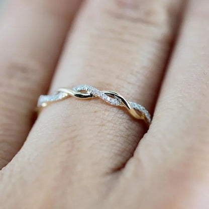 Diamond Ring Engagement Ring  Diamond Anniversary Twined Vine Simple Infinity Eternity Ring Bridal Women Promise Ring Anniversary Gold Wedding Bands Size 4-10