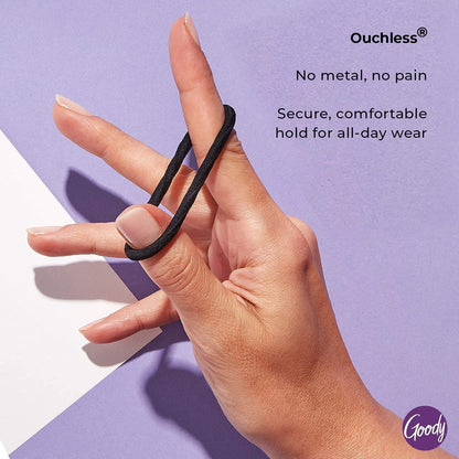 Ouchless Women'S Elastic Hair Ties - 27 Count, Black - 4MM for Medium Hair - Long-Lasting Braids, Ponytails, and More - Pain-Free Hair Accessories (Packaging May Vary)