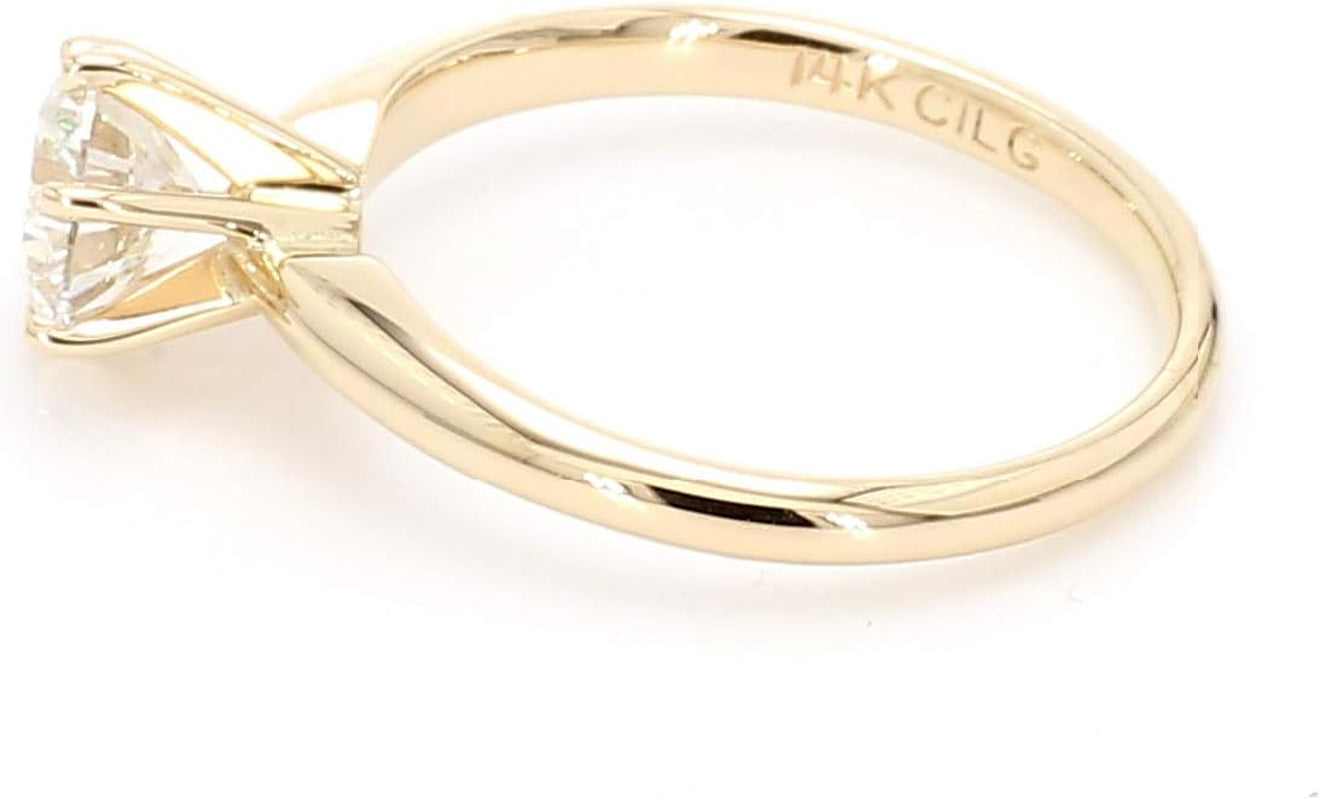 0.50Ct Engagement Ring 14K Yellow Gold Lab-Grown Diamond Solitaire Wedding (I-J Color, VS2-SI1 Clarity)