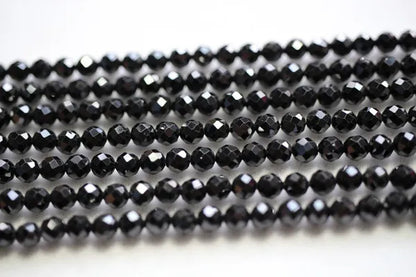Natural 4mm black spinel faceted round loose beads for jewelry necklace DIY design or gift
