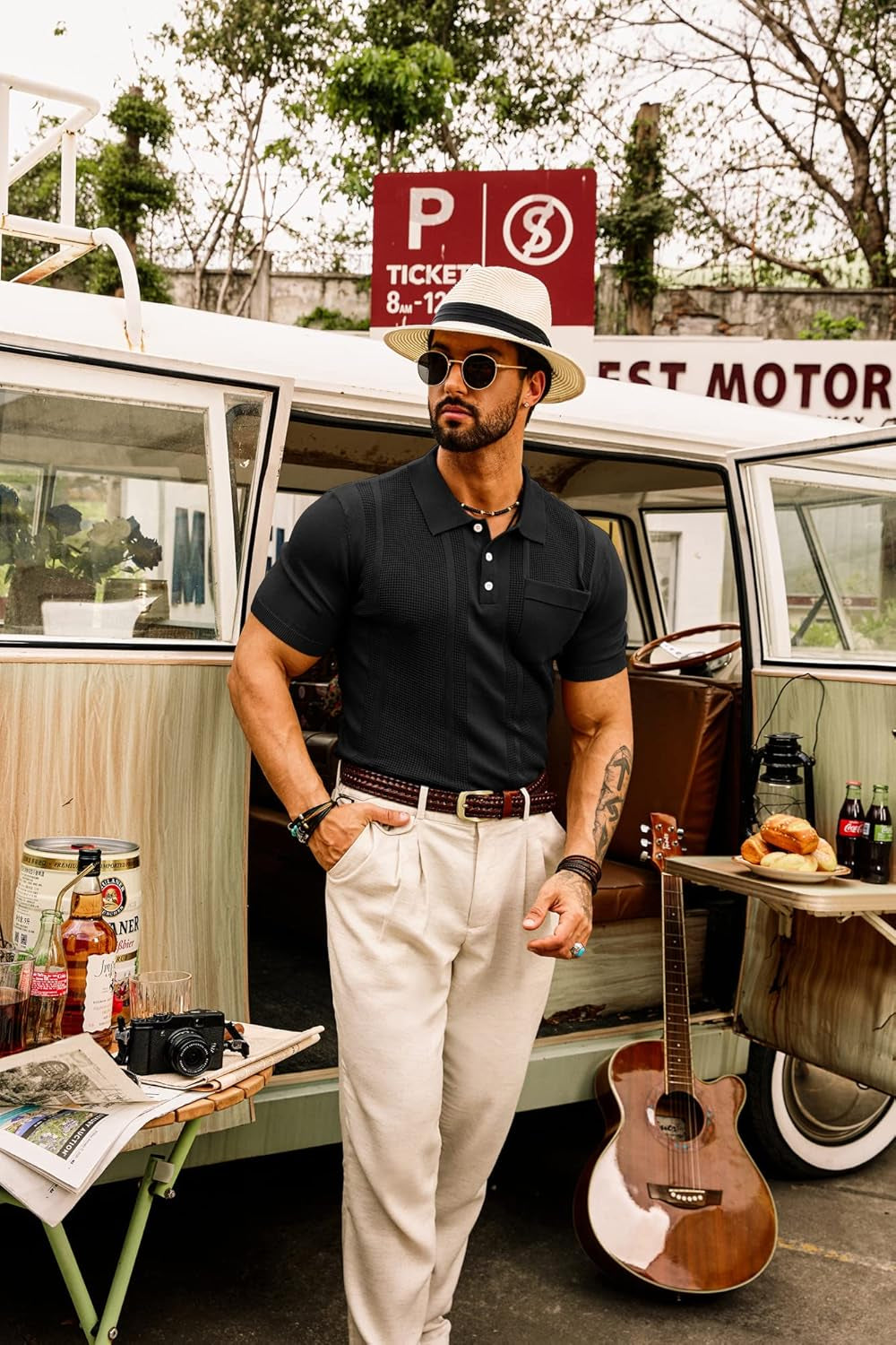 Men'S Knit Polo Shirts Short Sleeve Texture Lightweight Golf Shirts Sweater