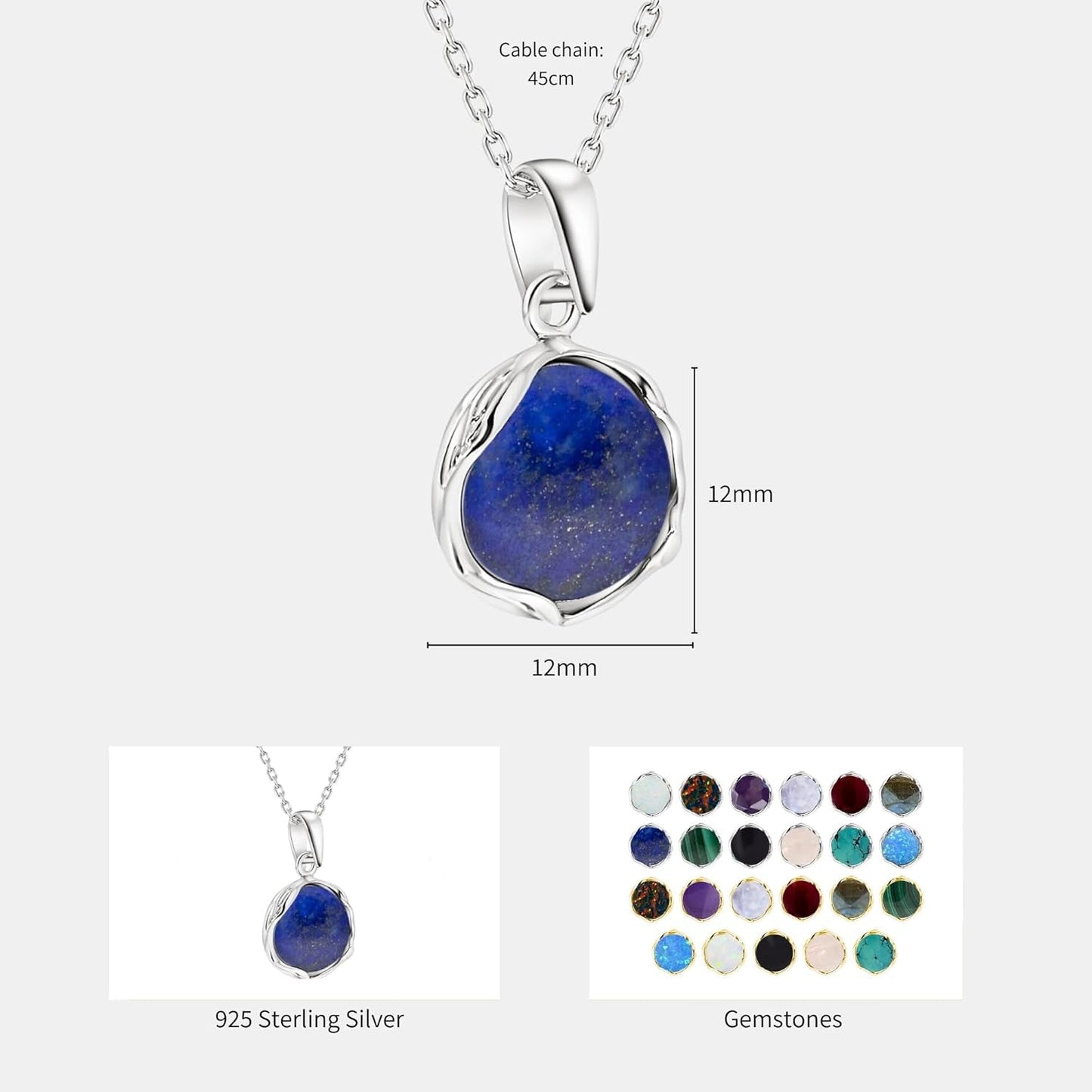 925 Sterling Silver Lapis Lazuli Necklace Women - Lapis Lazuli Pendant Necklace Silver- December Birthstone Necklace - Silver Jewelry for Women- Minimalist Jewelry- Birthstone Necklaces