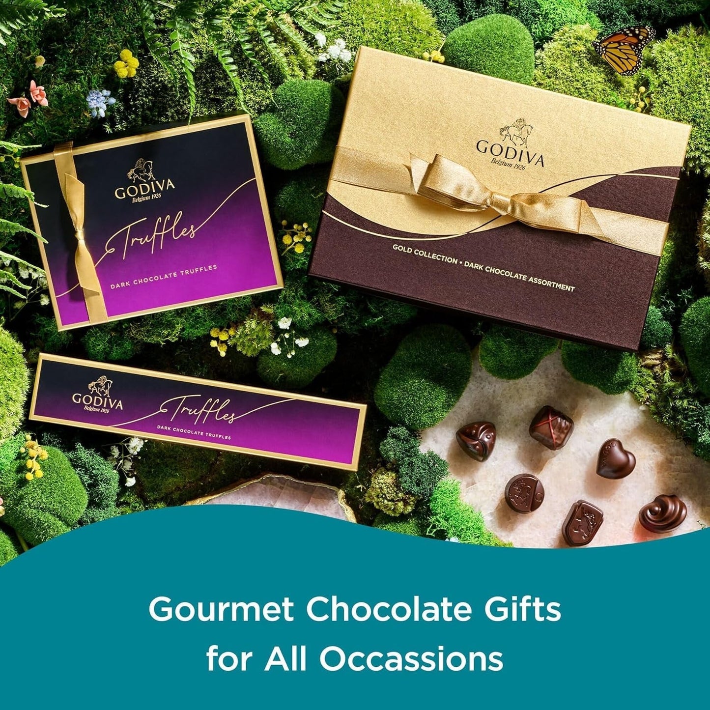 Assorted Dark Chocolate Truffle Gift Box for Birthday, Thank You, Anniversary, Congratulations Gift Basket Gourmet Candy with Creamy Ganache in Dark Chocolate, 12Pc