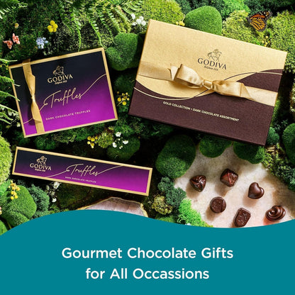 Assorted Dark Chocolate Truffle Gift Box for Birthday, Thank You, Anniversary, Congratulations Gift Basket Gourmet Candy with Creamy Ganache in Dark Chocolate, 12Pc