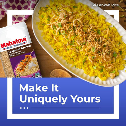 Brown Jasmine Rice Bag 2Lb, Brown Thai Jasmine Rice, Microwave Rice in 20 Minutes or Cook on Stovetop in 30 Minutes