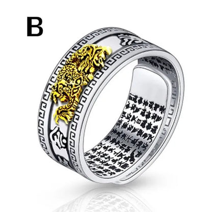 1Pc Jewelry Feng Shui Pixiu Mani Mantra Protection Wealth Ring