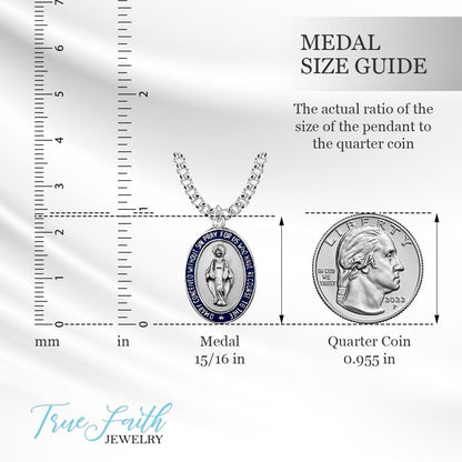 Miraculous Medal with Black Enamel Border, 7/8 Inch