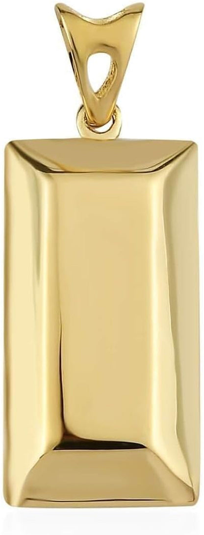 10K Yellow Gold Bar Pendant 1.20 Grams - Solid Gold Pendant for Women - Real Gold Jewelry Birthday Gifts for Women - WORLD TIME VISITS
