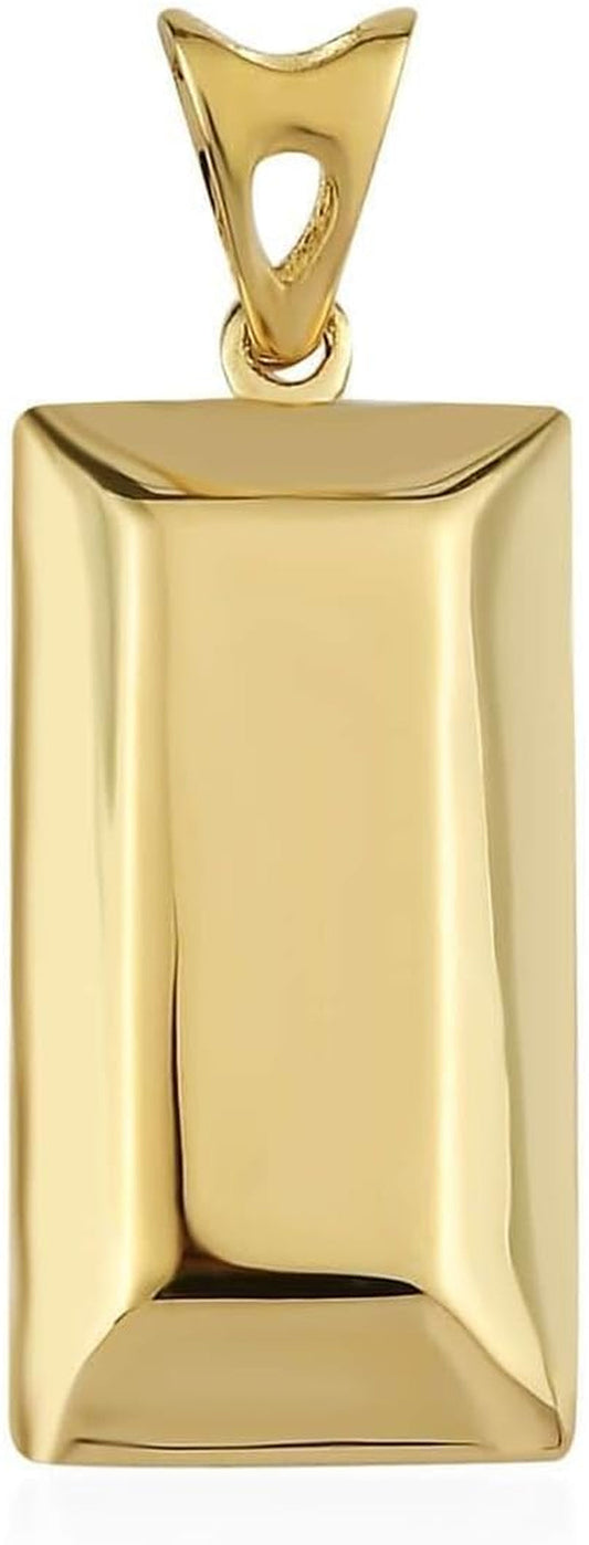10K Yellow Gold Bar Pendant 1.20 Grams - Solid Gold Pendant for Women - Real Gold Jewelry Birthday Gifts for Women - WORLD TIME VISITS