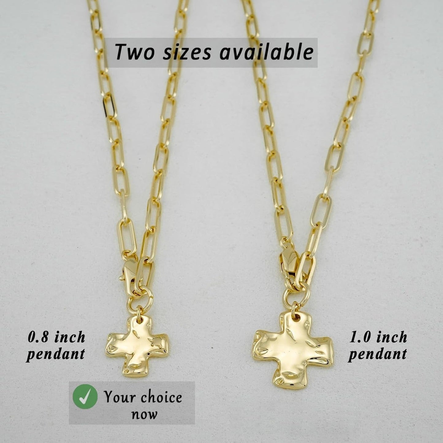 Chunky Cross Necklace for Women Trendy 14K Gold Silver Plated Statement Big Cross Pendant Paperclip Chain Charm Necklaces Religious Faith Easter Basket Stuffers Baptism Costume Jewelry Gift