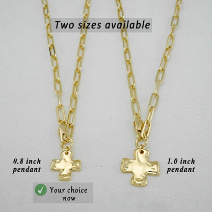 Chunky Cross Necklace for Women Trendy 14K Gold Silver Plated Statement Big Cross Pendant Paperclip Chain Charm Necklaces Religious Faith Easter Basket Stuffers Baptism Costume Jewelry Gift