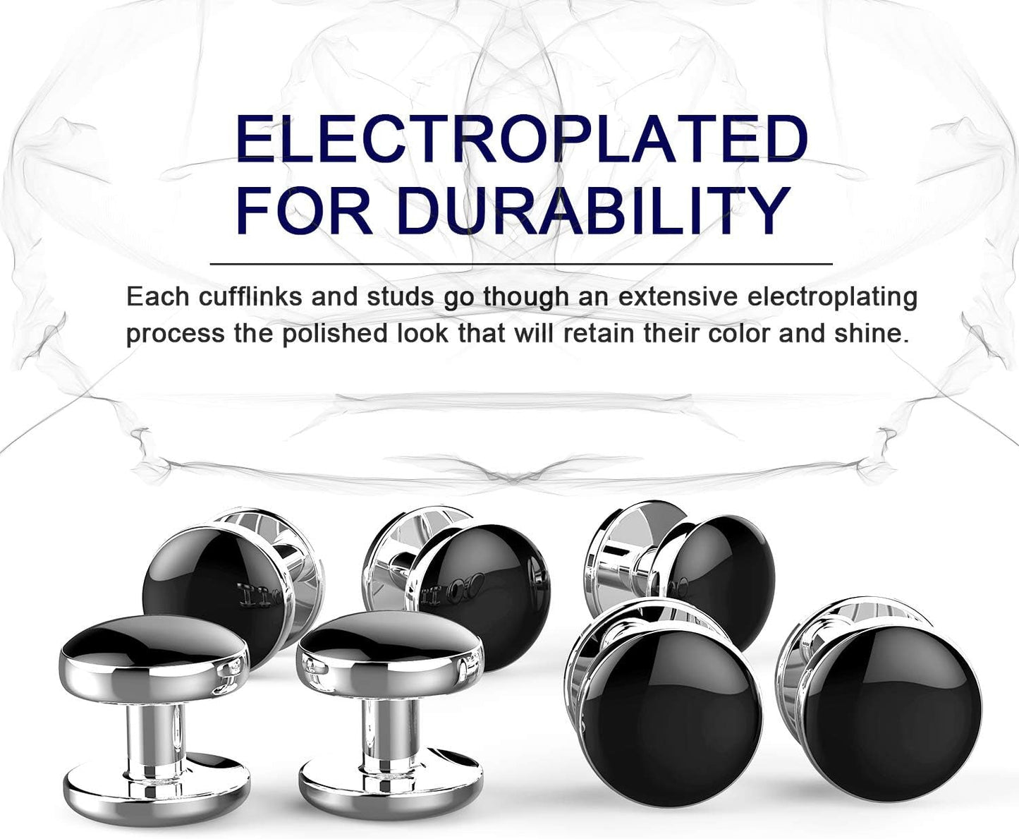 Cufflinks for Men, 316L Stainless Steel Tuxedo Shirt Cuff Links Shirt Accessories Unique Business Groom Wedding Black Silver Gold Jewelry Gift for Son, Father, Husband, Boyfriend