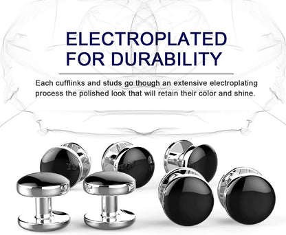 Cufflinks for Men, 316L Stainless Steel Tuxedo Shirt Cuff Links Shirt Accessories Unique Business Groom Wedding Black Silver Gold Jewelry Gift for Son, Father, Husband, Boyfriend