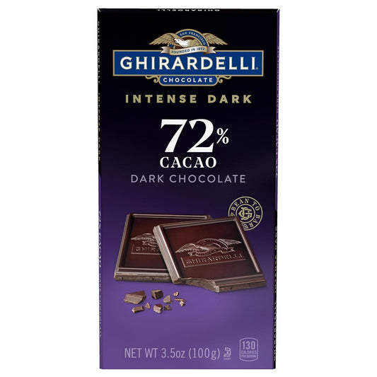 Intense Dark Chocolate Bar, 72% Cacao, Valentine’S Day Chocolate Gifts, 3.5 Oz Bar