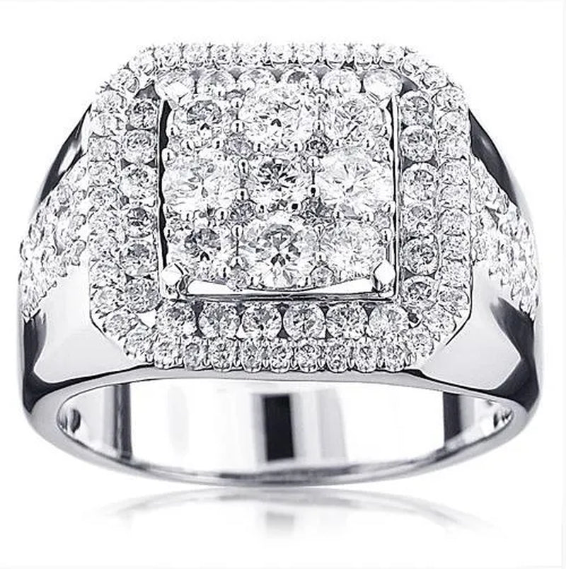 Men's  White Diamond 925 Sterling Silver Ring Gifts