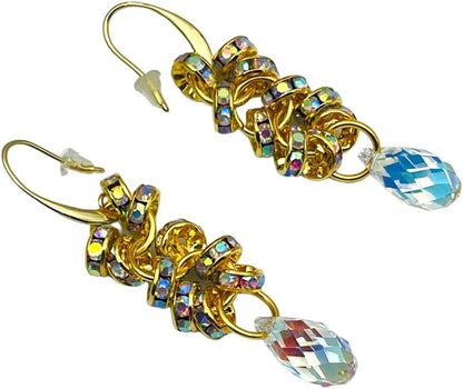 Authentic Austrian Crystal Briolette Pendant Cluster Statement Earrings