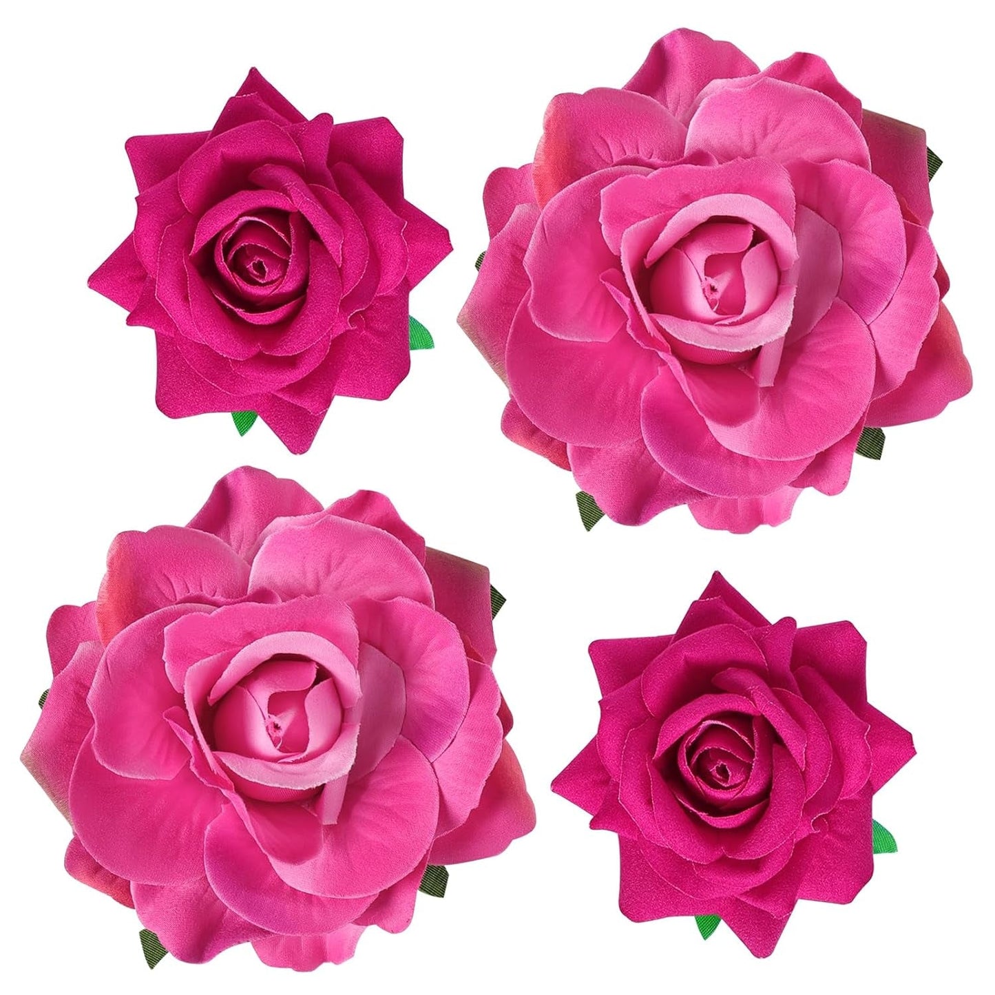 Rose Hair Clip Flower Hairpin Rose Brooch Floral Clips, 4 Pcs Fabric Rose Flowers Hair Clips Mexican Hair Flowers Pin up Headpieces for Woman Girl Wedding Party Mother'S Day (Hot Pink)