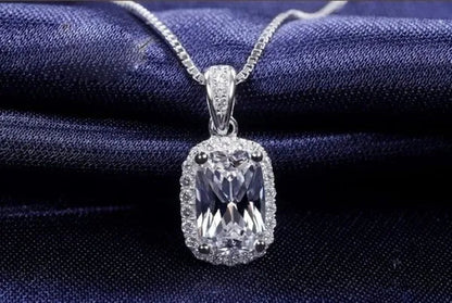 18K White Gold GP AAA CZ Zircon Citrine Pendant Necklace Earrings Princess Cut Drop Earring Jewellery Set