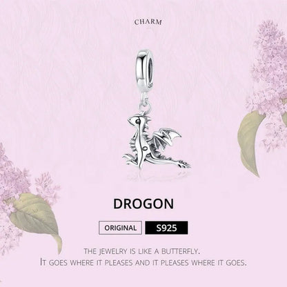 Vintage 925 Sterling Silver Legend Smaug Dragon Pendant Charms Fit Charm Bracelets for Women Halloween Jewelry Gifts