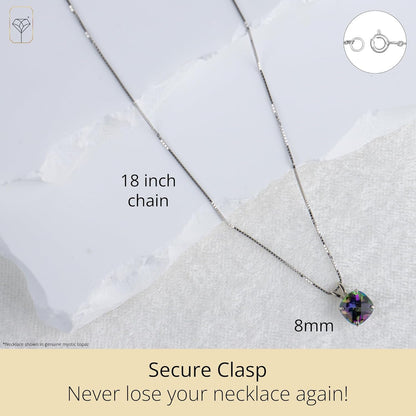 14K Gold 8Mm Gemstone Pendant Necklace for Women with 18 Inch Box Chain (Previously Amazon Collection)