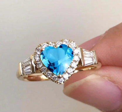 Elegant Noble Woman Fashion Heart Ring Superb Birthstone Princess Proposal Engagement Ring Anniversary Banquet Birthday Christmas Gift Romantic Bride Wedding Eternal Jewelry Ring Size 4-12 Bague Femme