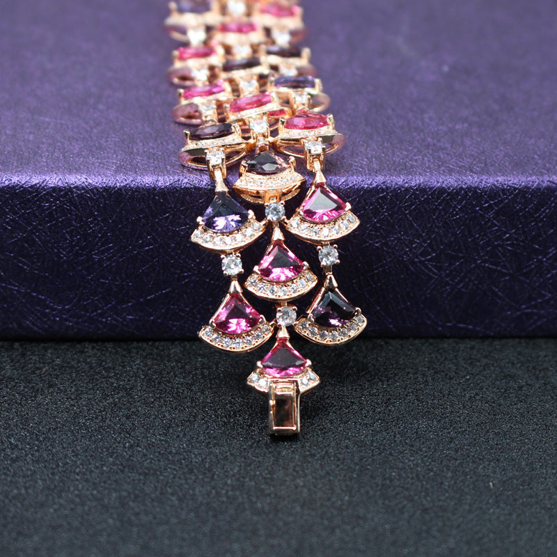 European and American Cross-Border Accessories Color Treasure Fan-Shaped Bracelet