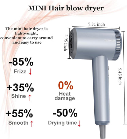 Hair Dryer Ionic Hair Blow Dryer -  110, 000 RPM High-Speed Professional Blow Dryer for Fast Drying, Lightweight Travel Hairdryer for Women with Nozzle, Thermo-Control, LED Display