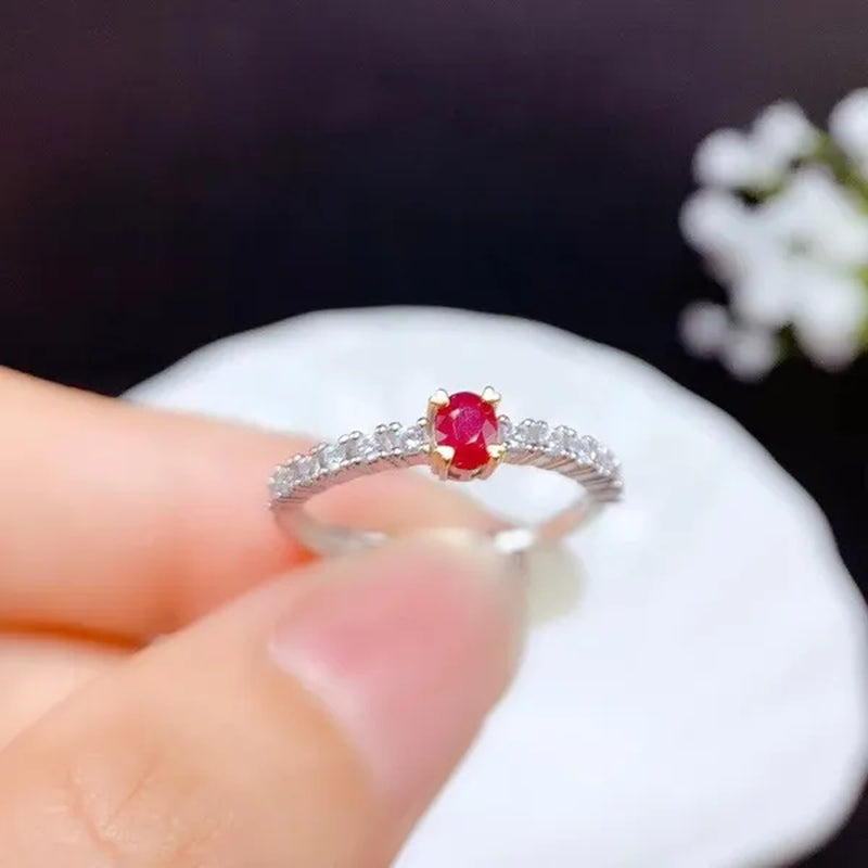 CoLife Jewelry 3mm * 4mm Natural Ruby Ring for Daily Wear 100% Natural Ruby Silver Ring 925 Silver Ruby Jewelry