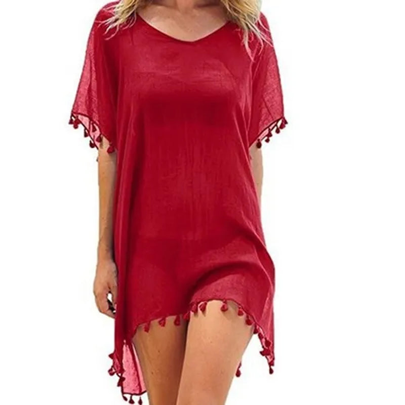 Women Beachwear Swimwear Bikini Beach Wear Cover up Tassel Ladies Summer Dress