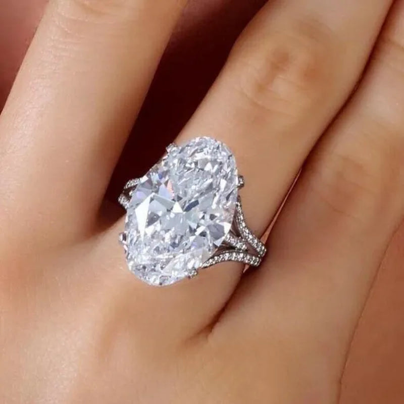 Fashion Jewelry Fashion Jewelry Gold-plated Ellipse White Sapphire Zircon AAA Wedding Lovers Ring Size 6-10