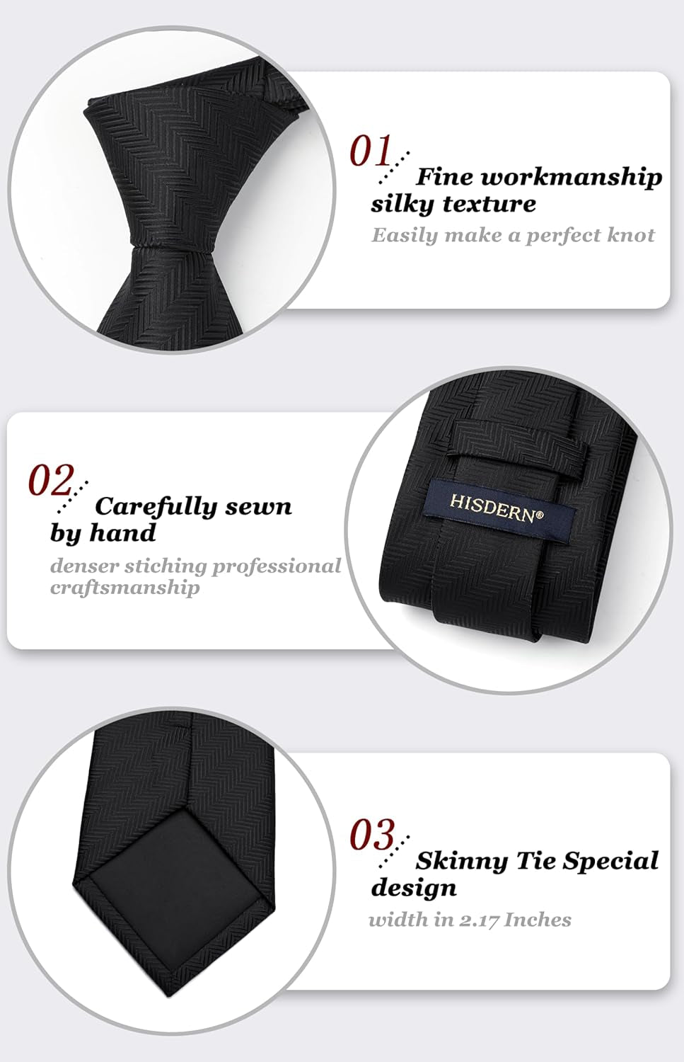 Mens Solid Ties Formal Business Woven Tie and Pocket Square Cufflinks Set Classic Silk Satin Necktie Wedding