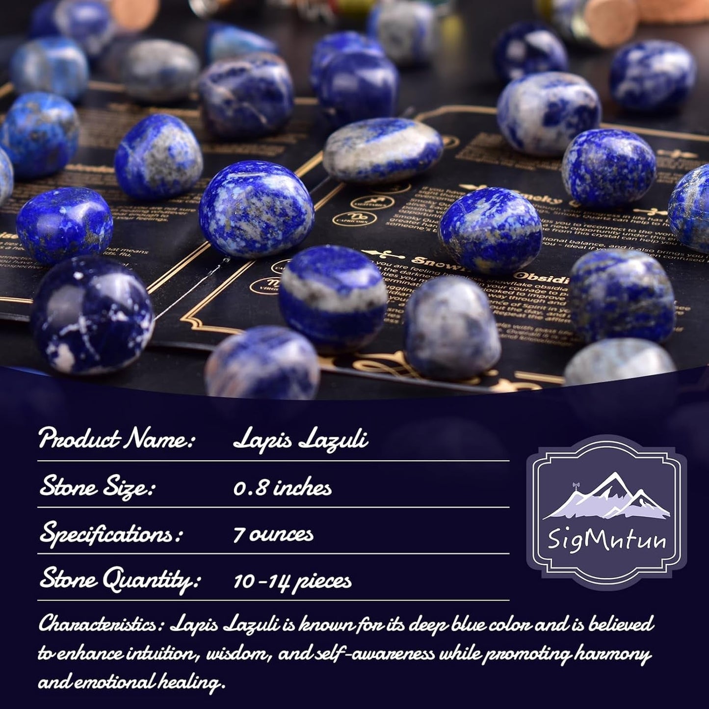 Polished Stone Set Lapis Lazuli Crystals, Handpicked Tumbled Gemstones Rocks, Pebbles for Reiki, Chakra, Healing, Home Decor 0.8 Inches 7 Oz