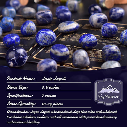 Polished Stone Set Lapis Lazuli Crystals, Handpicked Tumbled Gemstones Rocks, Pebbles for Reiki, Chakra, Healing, Home Decor 0.8 Inches 7 Oz