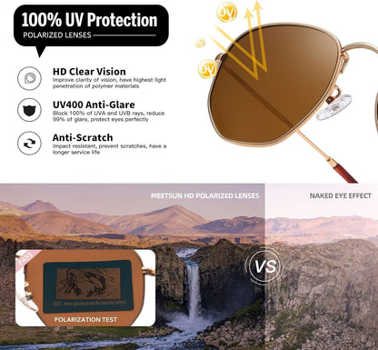 Polarized Hexagon Sunglasses for Women Men Polygon Square Sun Glasses UV400 Protection Metal Frame