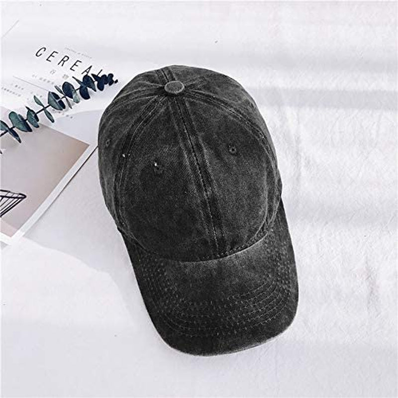 Men Women Washed Distressed Twill Cotton Baseball Cap Vintage Adjustable Dad Hat