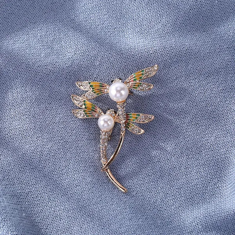 New Classic Painted Dragonfly Shell Pearl Insect Brooch Clothing Accessories Pin Brooches Women Girls Jewelry Gifts  65X50X20mm
