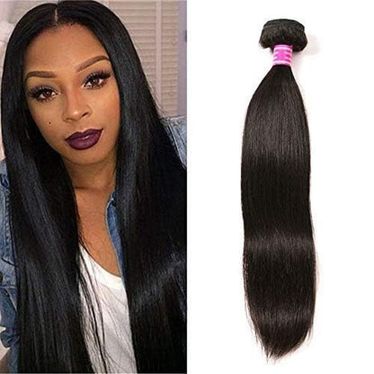 Brazilian Virgin Hair Straight 1 Bundle 100% Unprocessed Brazilian Straight Human Hair Weave Bundles Weaving Natural Black Color(18", 1Bundle)