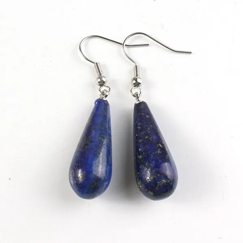 10pairs Teardrop Shaped Stone Ear Hook Dangle Earring Natural Amethysts Rose Quartzs Water Drop Earrings Anniversary Jewelry Gift